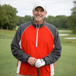 FootJoy Mens Golf Wind Shirt Windbreaker Jacket Size XL Gray Orange Outdoor